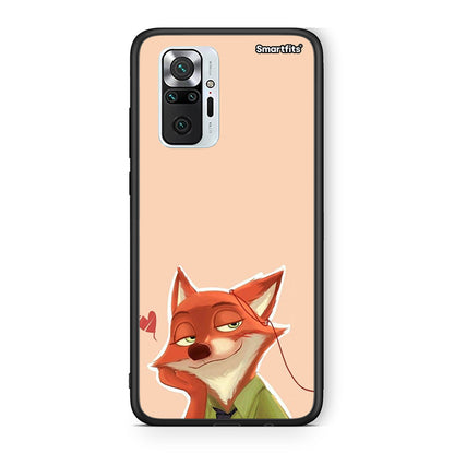 Xiaomi Redmi Note 10 Pro Nick Wilde And Judy Hopps Love 1 θήκη από τη Smartfits με σχέδιο στο πίσω μέρος και μαύρο περίβλημα | Smartphone case with colorful back and black bezels by Smartfits