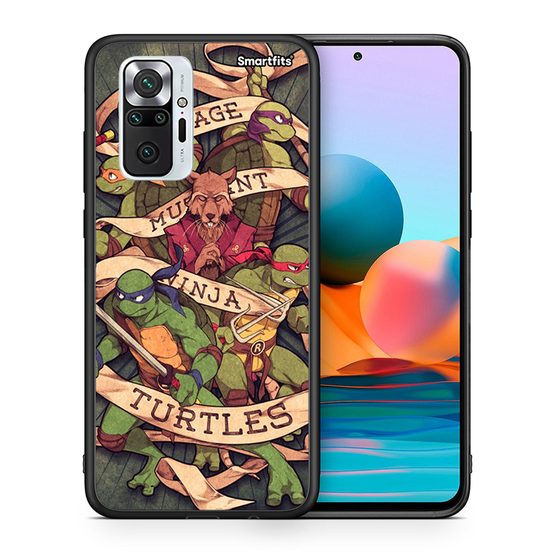 Θήκη Xiaomi Redmi Note 10 Pro Ninja Turtles από τη Smartfits με σχέδιο στο πίσω μέρος και μαύρο περίβλημα | Xiaomi Redmi Note 10 Pro Ninja Turtles case with colorful back and black bezels