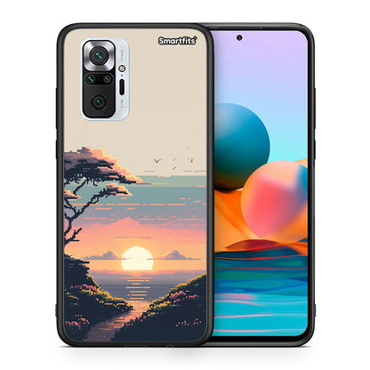 Θήκη Xiaomi Redmi Note 10 Pro Pixel Sunset από τη Smartfits με σχέδιο στο πίσω μέρος και μαύρο περίβλημα | Xiaomi Redmi Note 10 Pro Pixel Sunset case with colorful back and black bezels