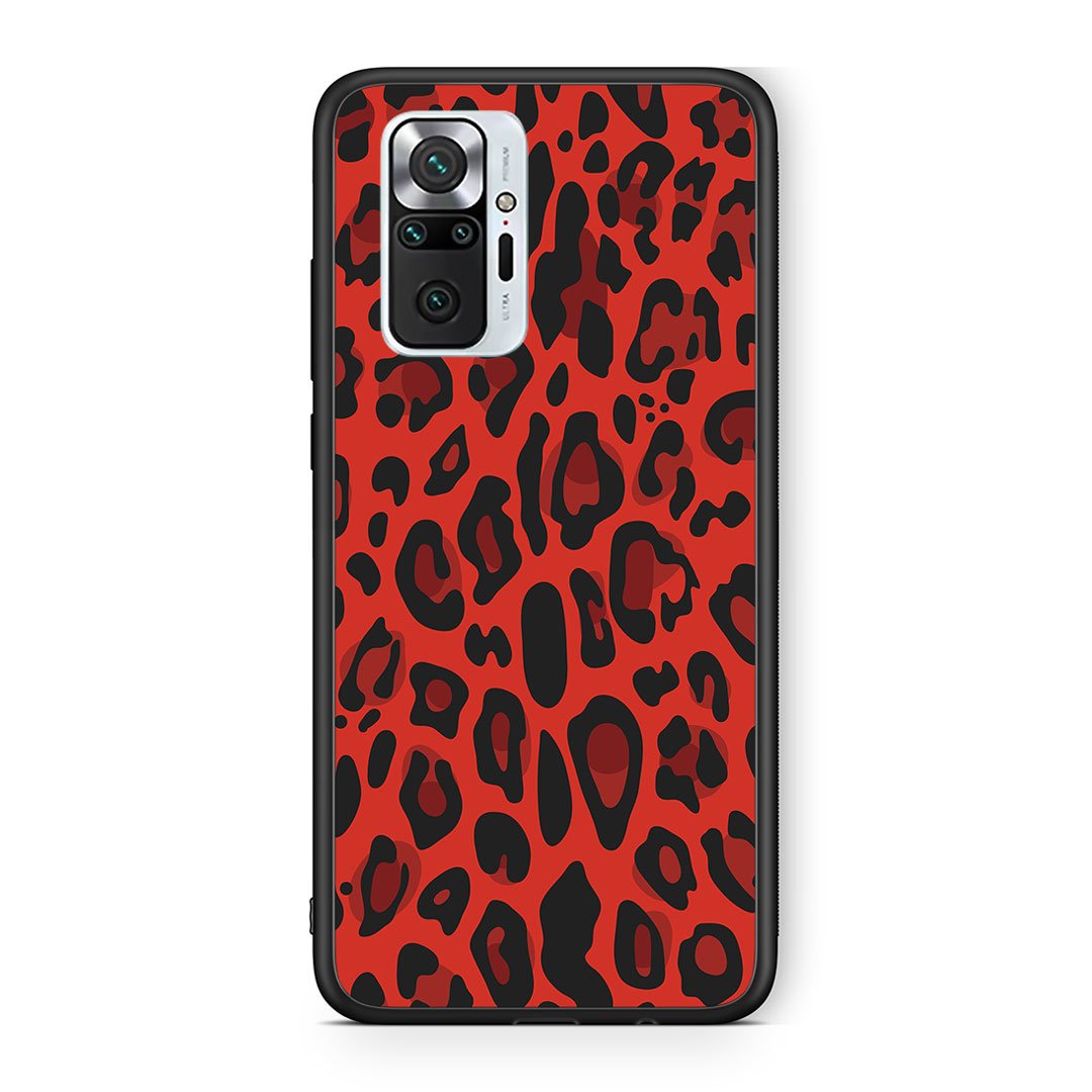 4 - Xiaomi Redmi Note 10 Pro Red Leopard Animal case, cover, bumper