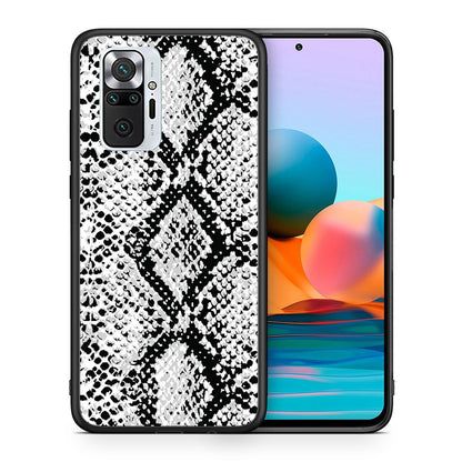Θήκη Xiaomi Redmi Note 10 Pro White Snake Animal από τη Smartfits με σχέδιο στο πίσω μέρος και μαύρο περίβλημα | Xiaomi Redmi Note 10 Pro White Snake Animal case with colorful back and black bezels