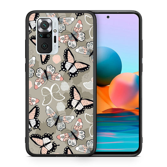 Θήκη Xiaomi Redmi Note 10 Pro Butterflies Boho από τη Smartfits με σχέδιο στο πίσω μέρος και μαύρο περίβλημα | Xiaomi Redmi Note 10 Pro Butterflies Boho case with colorful back and black bezels