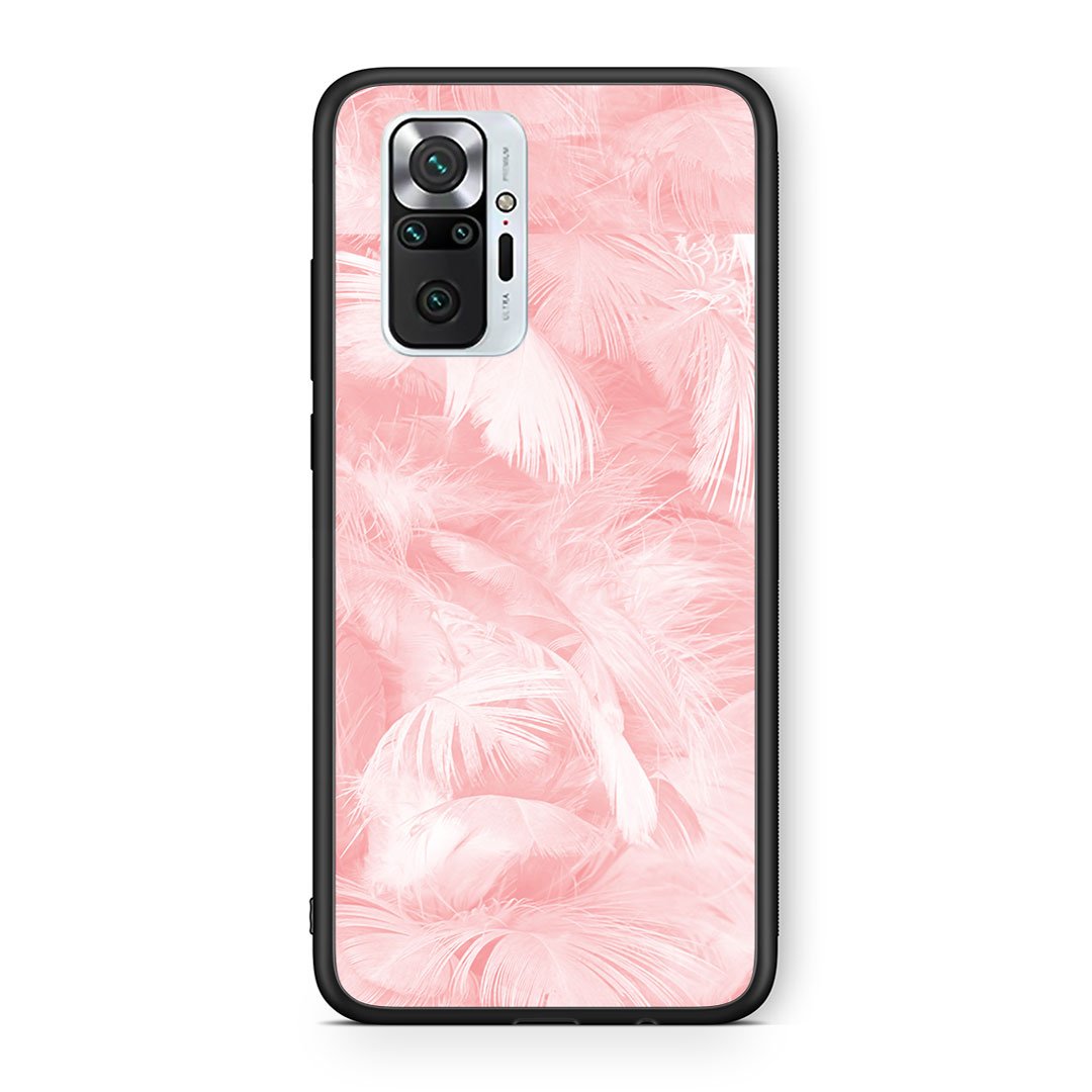 33 - Xiaomi Redmi Note 10 Pro Pink Feather Boho case, cover, bumper