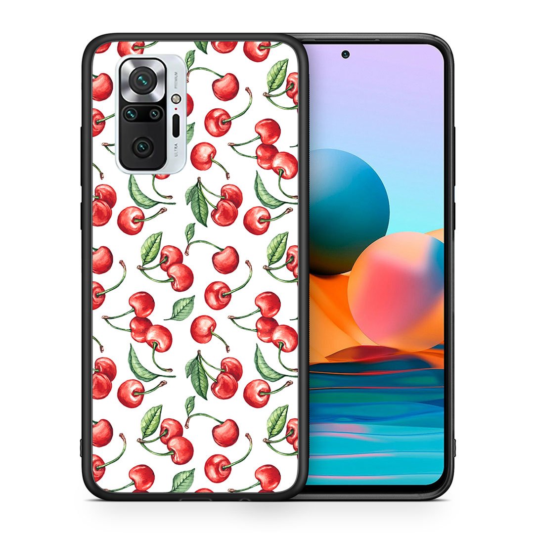 Θήκη Xiaomi Redmi Note 10 Pro Cherry Summer από τη Smartfits με σχέδιο στο πίσω μέρος και μαύρο περίβλημα | Xiaomi Redmi Note 10 Pro Cherry Summer case with colorful back and black bezels