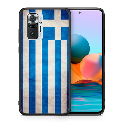 Θήκη Xiaomi Redmi Note 10 Pro Greek Flag από τη Smartfits με σχέδιο στο πίσω μέρος και μαύρο περίβλημα | Xiaomi Redmi Note 10 Pro Greek Flag case with colorful back and black bezels