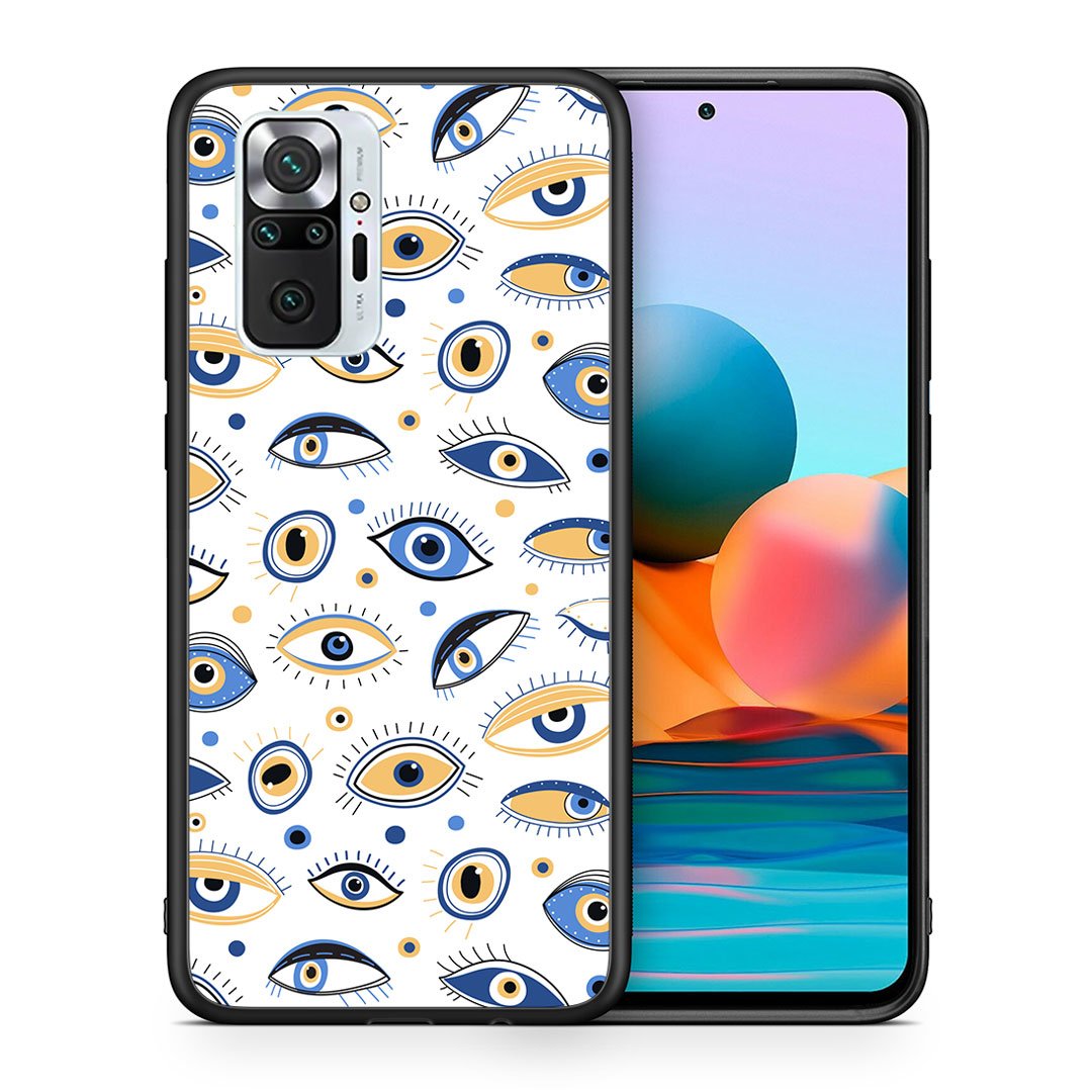 Θήκη Xiaomi Redmi Note 10 Pro Ftou Ftou από τη Smartfits με σχέδιο στο πίσω μέρος και μαύρο περίβλημα | Xiaomi Redmi Note 10 Pro Ftou Ftou case with colorful back and black bezels