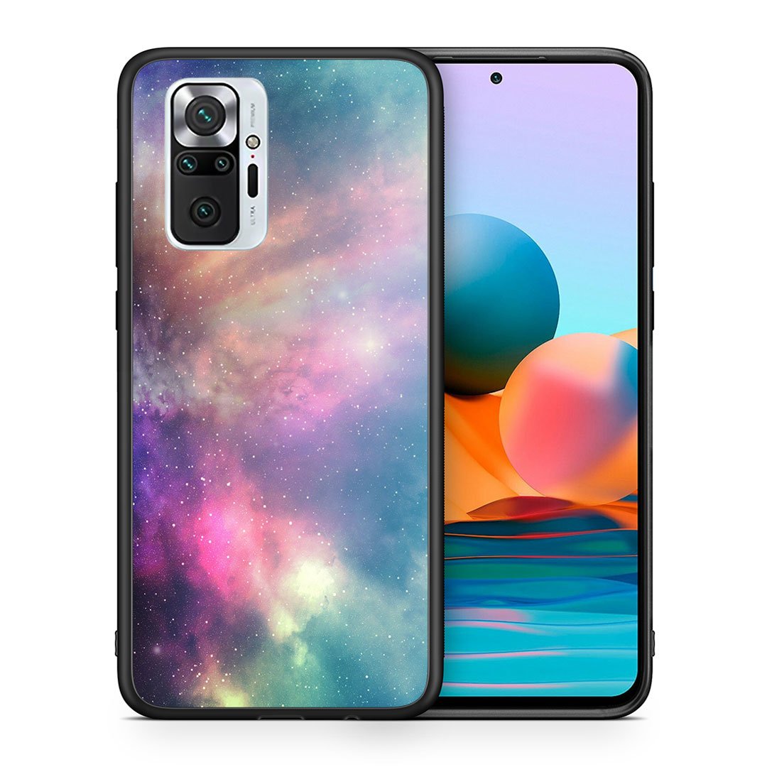 Θήκη Xiaomi Redmi Note 10 Pro Rainbow Galaxy από τη Smartfits με σχέδιο στο πίσω μέρος και μαύρο περίβλημα | Xiaomi Redmi Note 10 Pro Rainbow Galaxy case with colorful back and black bezels
