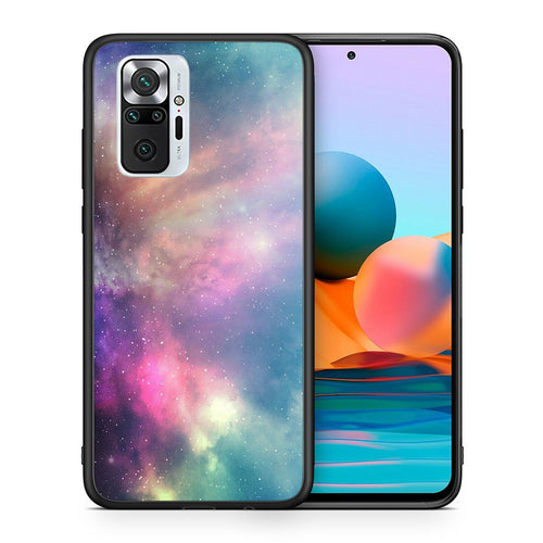 Θήκη Xiaomi Redmi Note 10 Pro Rainbow Galaxy από τη Smartfits με σχέδιο στο πίσω μέρος και μαύρο περίβλημα | Xiaomi Redmi Note 10 Pro Rainbow Galaxy case with colorful back and black bezels