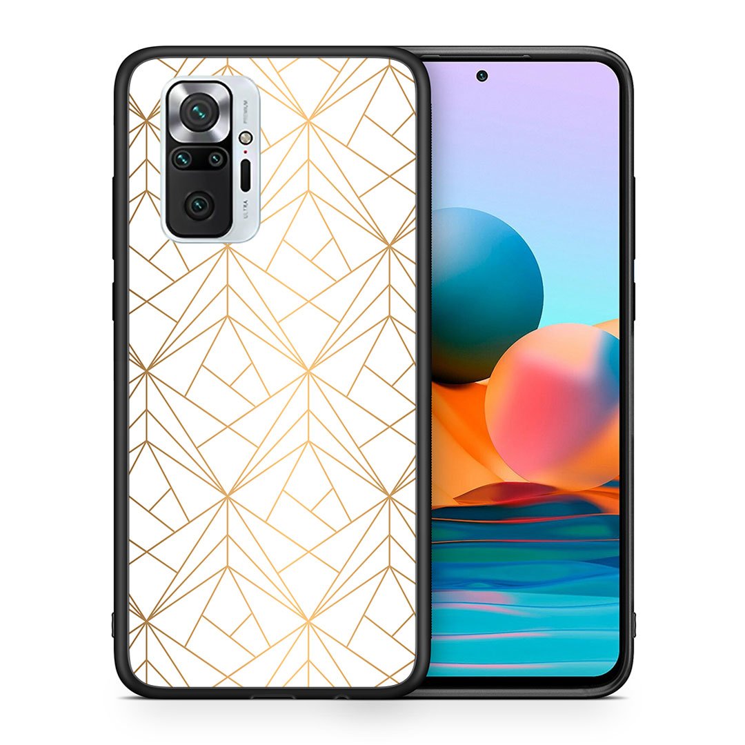 Θήκη Xiaomi Redmi Note 10 Pro Luxury White Geometric από τη Smartfits με σχέδιο στο πίσω μέρος και μαύρο περίβλημα | Xiaomi Redmi Note 10 Pro Luxury White Geometric case with colorful back and black bezels