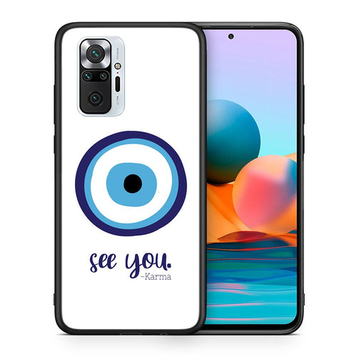 Θήκη Xiaomi Redmi Note 10 Pro Karma Says από τη Smartfits με σχέδιο στο πίσω μέρος και μαύρο περίβλημα | Xiaomi Redmi Note 10 Pro Karma Says case with colorful back and black bezels