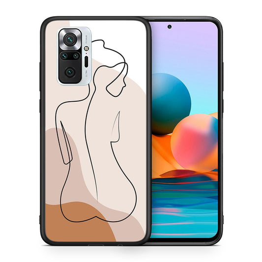 Θήκη Xiaomi Redmi Note 10 Pro LineArt Woman από τη Smartfits με σχέδιο στο πίσω μέρος και μαύρο περίβλημα | Xiaomi Redmi Note 10 Pro LineArt Woman case with colorful back and black bezels