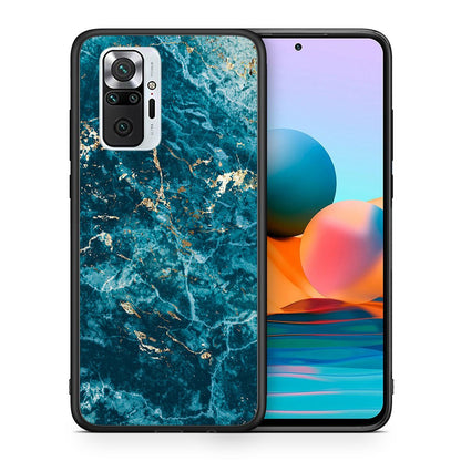 Θήκη Xiaomi Redmi Note 10 Pro Marble Blue από τη Smartfits με σχέδιο στο πίσω μέρος και μαύρο περίβλημα | Xiaomi Redmi Note 10 Pro Marble Blue case with colorful back and black bezels