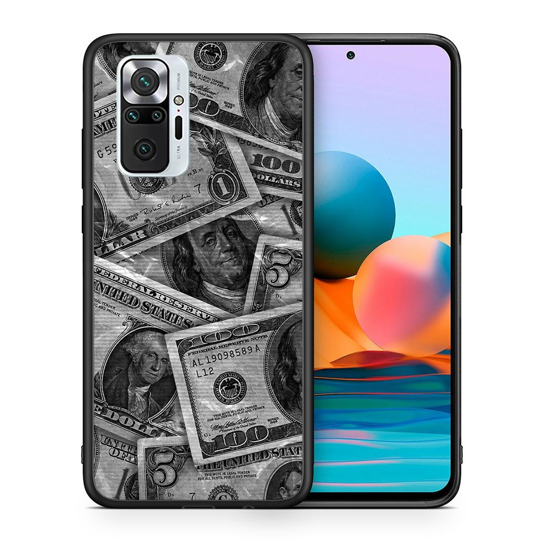 Θήκη Xiaomi Redmi Note 10 Pro Money Dollars από τη Smartfits με σχέδιο στο πίσω μέρος και μαύρο περίβλημα | Xiaomi Redmi Note 10 Pro Money Dollars case with colorful back and black bezels