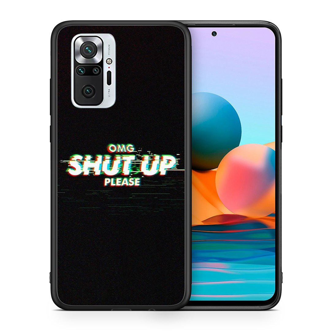 Θήκη Xiaomi Redmi Note 10 Pro OMG ShutUp από τη Smartfits με σχέδιο στο πίσω μέρος και μαύρο περίβλημα | Xiaomi Redmi Note 10 Pro OMG ShutUp case with colorful back and black bezels