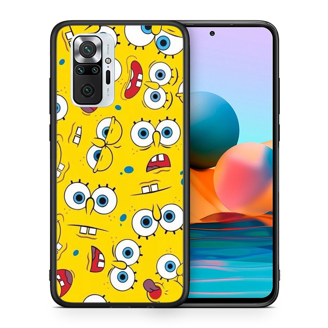 Θήκη Xiaomi Redmi Note 10 Pro Sponge PopArt από τη Smartfits με σχέδιο στο πίσω μέρος και μαύρο περίβλημα | Xiaomi Redmi Note 10 Pro Sponge PopArt case with colorful back and black bezels