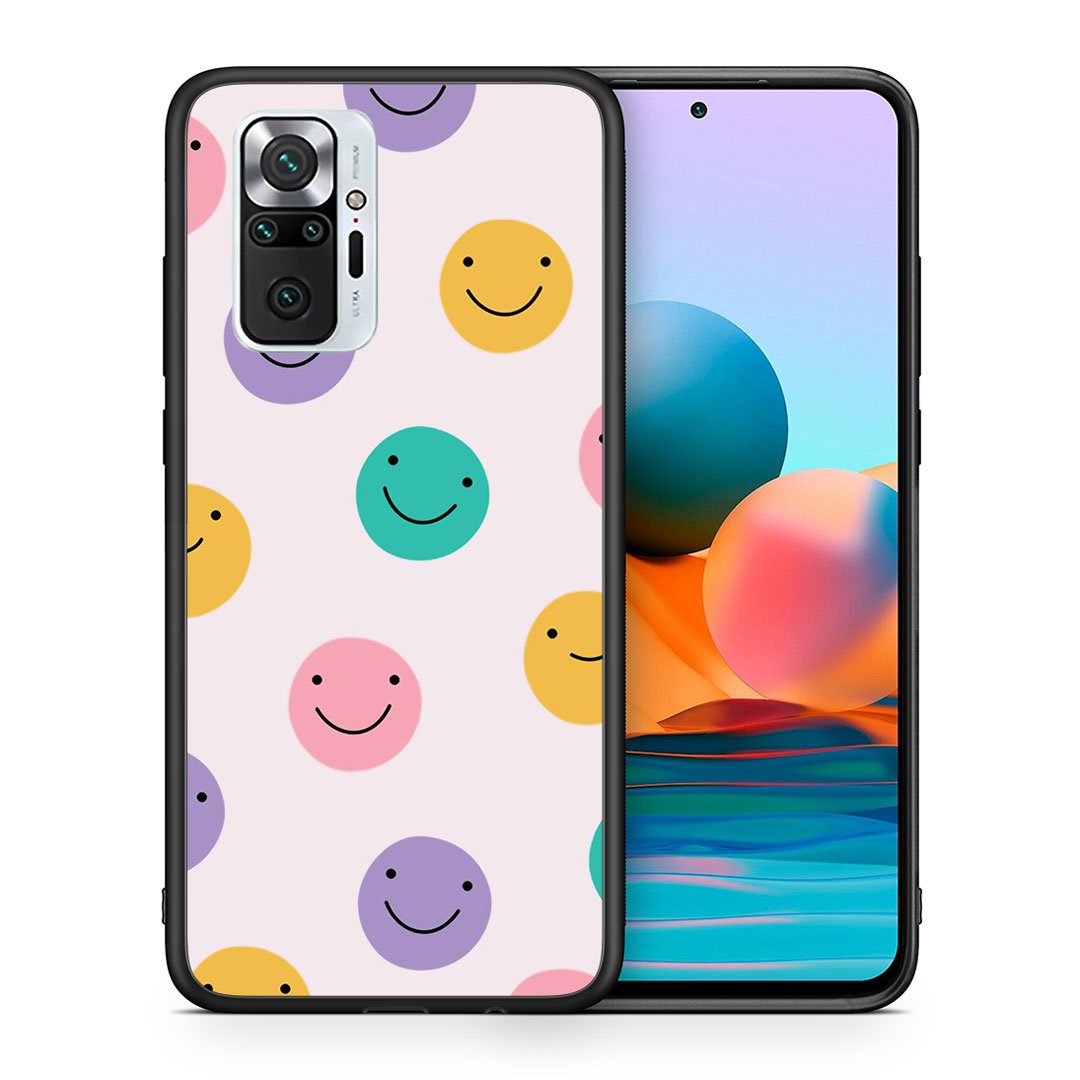 Θήκη Xiaomi Redmi Note 10 Pro Smiley Faces από τη Smartfits με σχέδιο στο πίσω μέρος και μαύρο περίβλημα | Xiaomi Redmi Note 10 Pro Smiley Faces case with colorful back and black bezels