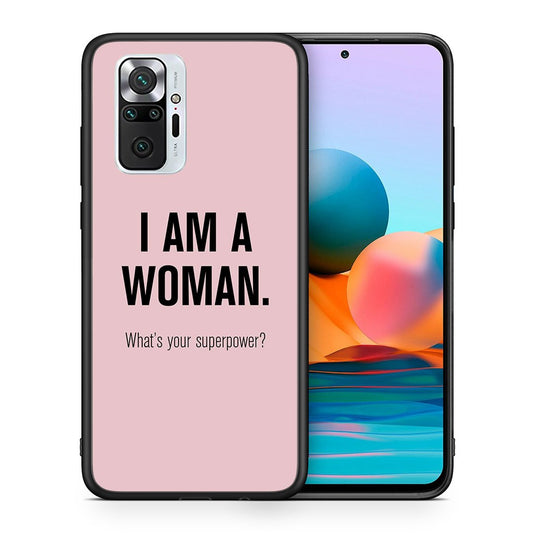 Θήκη Xiaomi Redmi Note 10 Pro Superpower Woman από τη Smartfits με σχέδιο στο πίσω μέρος και μαύρο περίβλημα | Xiaomi Redmi Note 10 Pro Superpower Woman case with colorful back and black bezels
