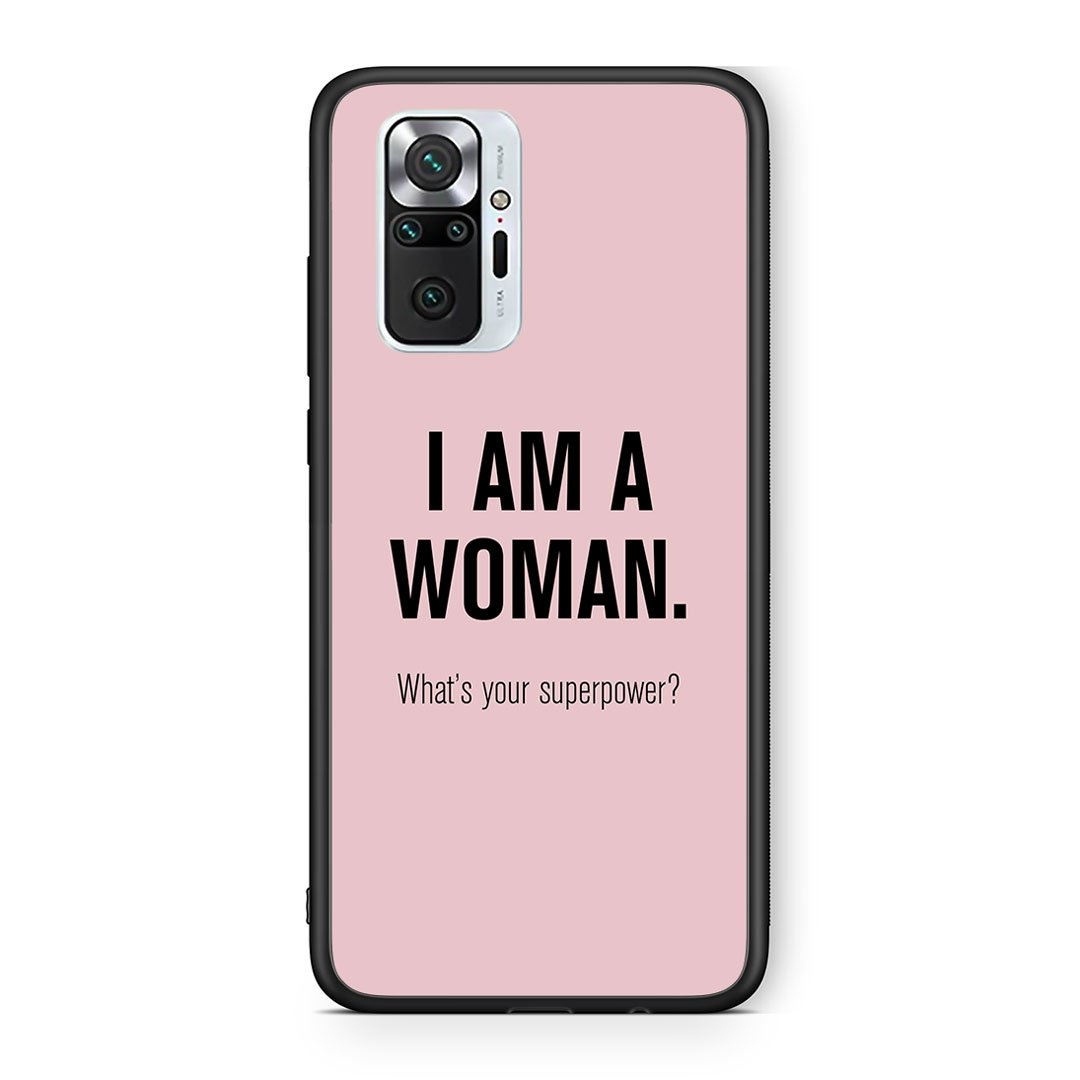 Xiaomi Redmi Note 10 Pro Superpower Woman θήκη από τη Smartfits με σχέδιο στο πίσω μέρος και μαύρο περίβλημα | Smartphone case with colorful back and black bezels by Smartfits