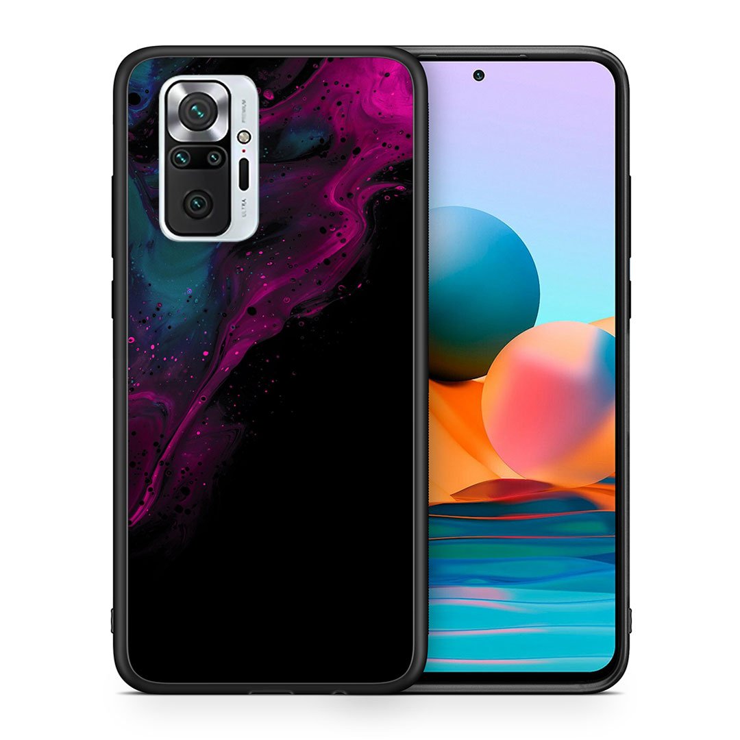 Θήκη Xiaomi Redmi Note 10 Pro Pink Black Watercolor από τη Smartfits με σχέδιο στο πίσω μέρος και μαύρο περίβλημα | Xiaomi Redmi Note 10 Pro Pink Black Watercolor case with colorful back and black bezels