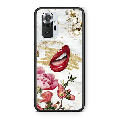 Xiaomi Redmi Note 10 Pro Red Lips θήκη από τη Smartfits με σχέδιο στο πίσω μέρος και μαύρο περίβλημα | Smartphone case with colorful back and black bezels by Smartfits