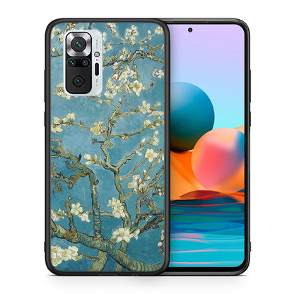 Θήκη Xiaomi Redmi Note 10 Pro White Blossoms από τη Smartfits με σχέδιο στο πίσω μέρος και μαύρο περίβλημα | Xiaomi Redmi Note 10 Pro White Blossoms case with colorful back and black bezels