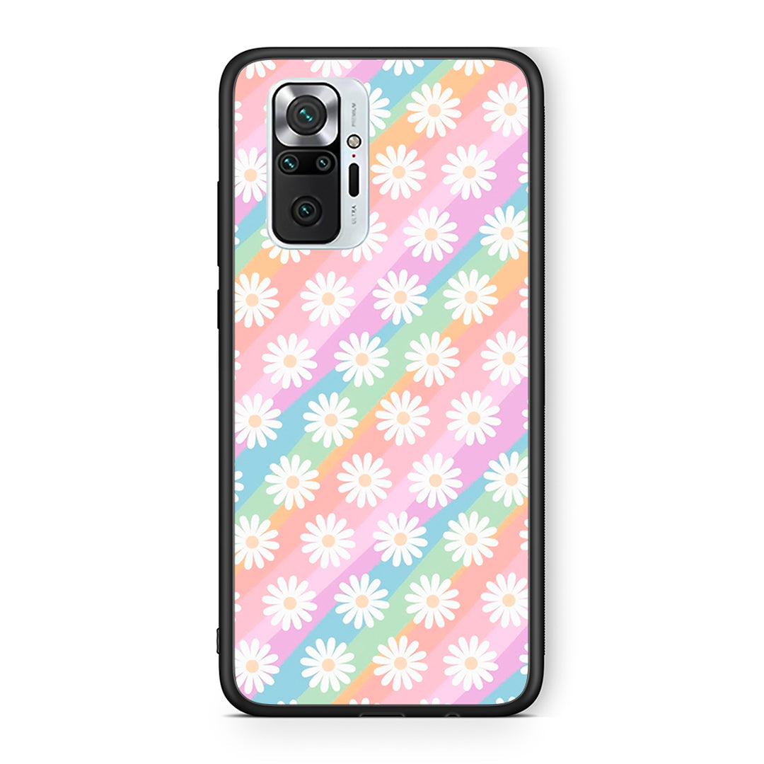 Xiaomi Redmi Note 10 Pro White Daisies θήκη από τη Smartfits με σχέδιο στο πίσω μέρος και μαύρο περίβλημα | Smartphone case with colorful back and black bezels by Smartfits