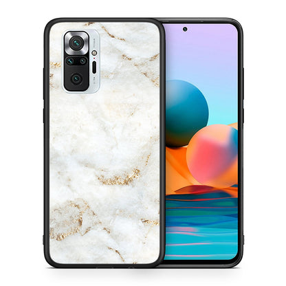 Θήκη Xiaomi Redmi Note 10 Pro White Gold Marble από τη Smartfits με σχέδιο στο πίσω μέρος και μαύρο περίβλημα | Xiaomi Redmi Note 10 Pro White Gold Marble case with colorful back and black bezels