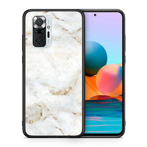 Θήκη Xiaomi Redmi Note 10 Pro White Gold Marble από τη Smartfits με σχέδιο στο πίσω μέρος και μαύρο περίβλημα | Xiaomi Redmi Note 10 Pro White Gold Marble case with colorful back and black bezels