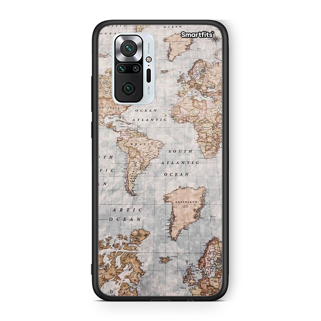 Xiaomi Redmi Note 10 Pro World Map Θήκη από τη Smartfits με σχέδιο στο πίσω μέρος και μαύρο περίβλημα | Smartphone case with colorful back and black bezels by Smartfits