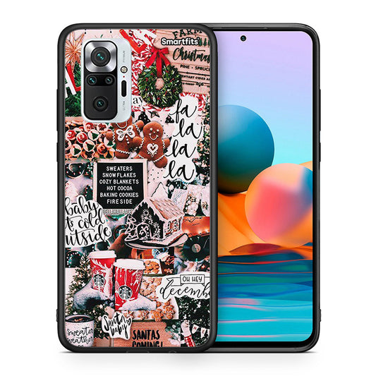 Θήκη Xiaomi Redmi Note 10 Pro Xmas Habbits από τη Smartfits με σχέδιο στο πίσω μέρος και μαύρο περίβλημα | Xiaomi Redmi Note 10 Pro Xmas Habbits case with colorful back and black bezels