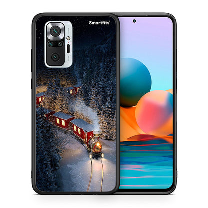 Θήκη Xiaomi Redmi Note 10 Pro Xmas Train από τη Smartfits με σχέδιο στο πίσω μέρος και μαύρο περίβλημα | Xiaomi Redmi Note 10 Pro Xmas Train case with colorful back and black bezels