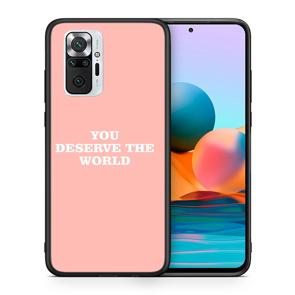 Θήκη Αγίου Βαλεντίνου Xiaomi Redmi Note 10 Pro You Deserve The World από τη Smartfits με σχέδιο στο πίσω μέρος και μαύρο περίβλημα | Xiaomi Redmi Note 10 Pro You Deserve The World case with colorful back and black bezels