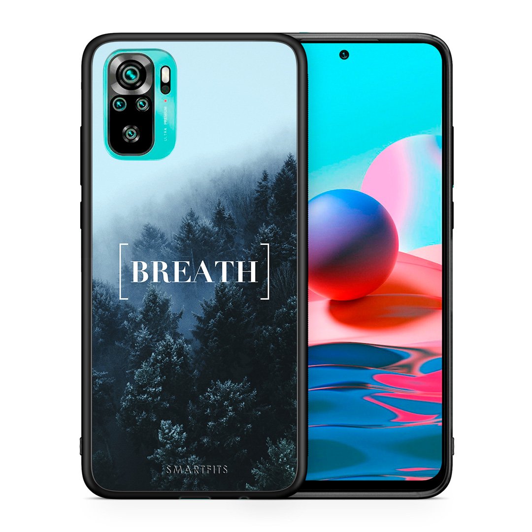 Θήκη Xiaomi Redmi Note 10 Breath Quote από τη Smartfits με σχέδιο στο πίσω μέρος και μαύρο περίβλημα | Xiaomi Redmi Note 10 Breath Quote case with colorful back and black bezels