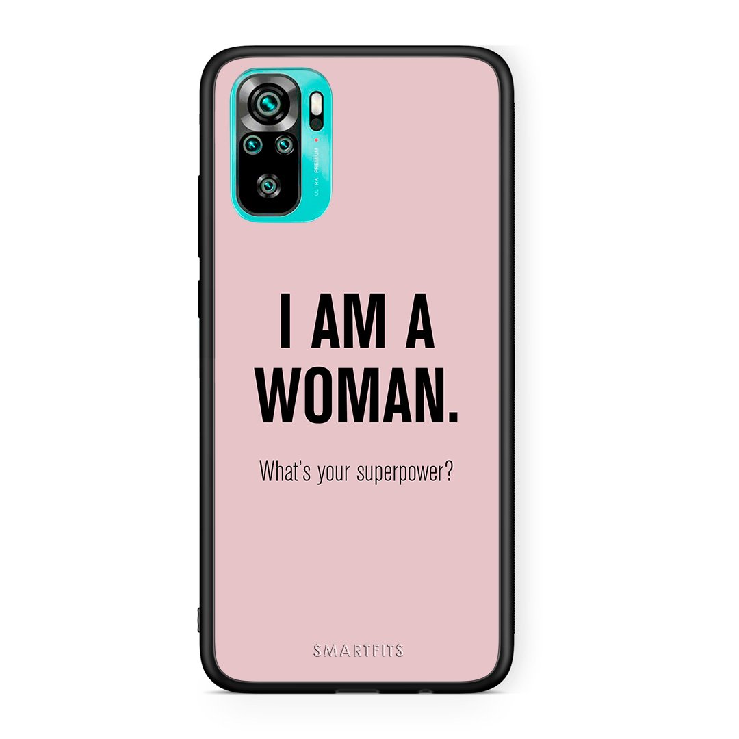 Xiaomi Redmi Note 10 Superpower Woman θήκη από τη Smartfits με σχέδιο στο πίσω μέρος και μαύρο περίβλημα | Smartphone case with colorful back and black bezels by Smartfits