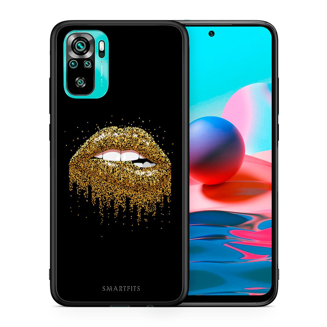 Θήκη Xiaomi Redmi Note 10 Golden Valentine από τη Smartfits με σχέδιο στο πίσω μέρος και μαύρο περίβλημα | Xiaomi Redmi Note 10 Golden Valentine case with colorful back and black bezels