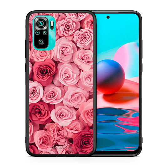 Θήκη Xiaomi Redmi Note 10 RoseGarden Valentine από τη Smartfits με σχέδιο στο πίσω μέρος και μαύρο περίβλημα | Xiaomi Redmi Note 10 RoseGarden Valentine case with colorful back and black bezels