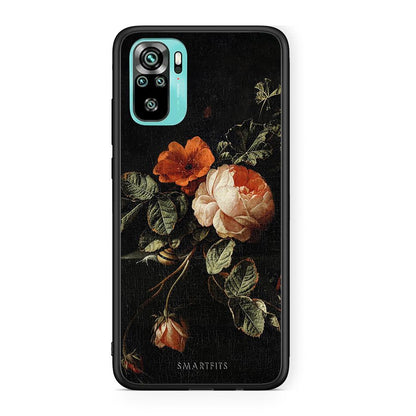 Xiaomi Redmi Note 10 Vintage Roses θήκη από τη Smartfits με σχέδιο στο πίσω μέρος και μαύρο περίβλημα | Smartphone case with colorful back and black bezels by Smartfits