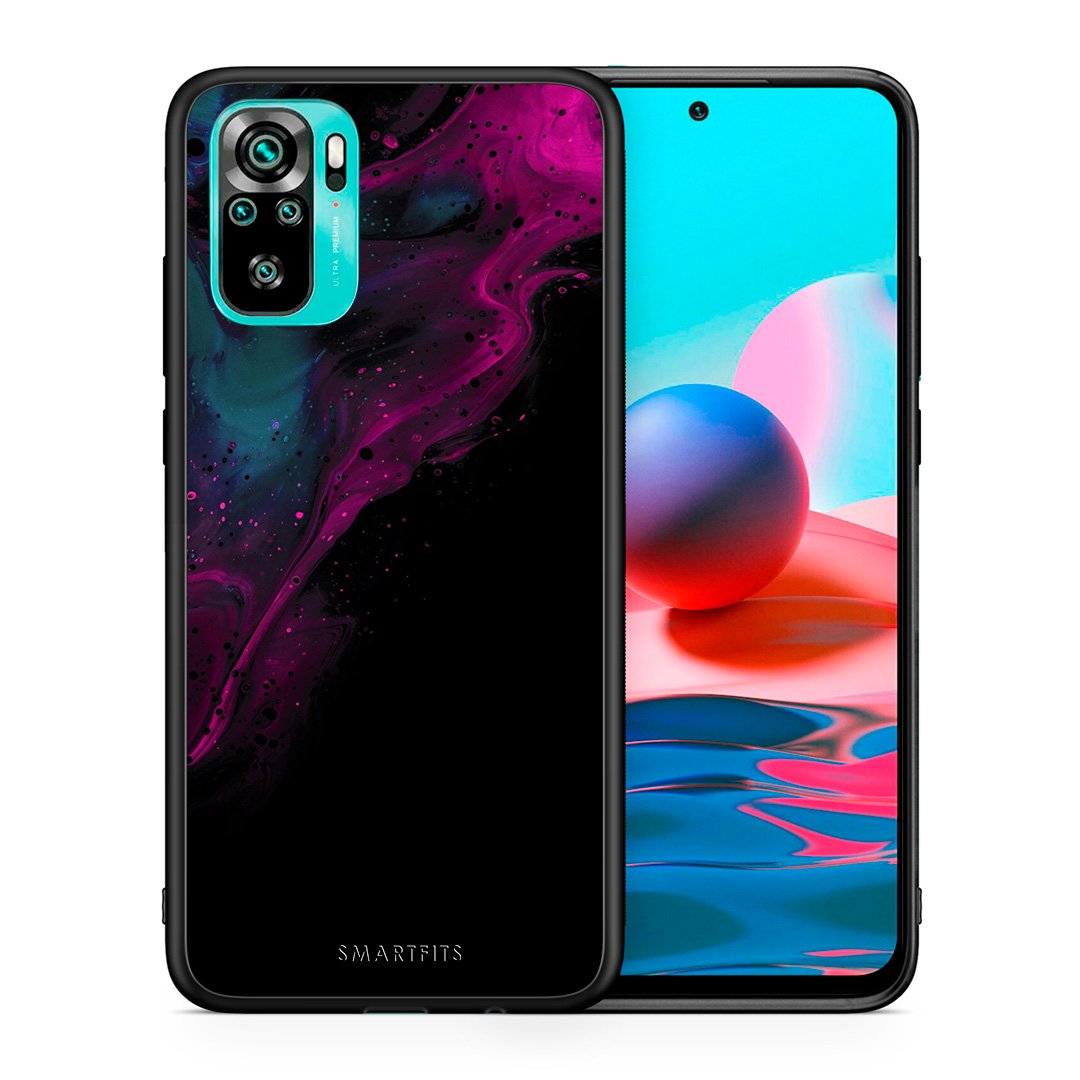 Θήκη Xiaomi Redmi Note 10 Pink Black Watercolor από τη Smartfits με σχέδιο στο πίσω μέρος και μαύρο περίβλημα | Xiaomi Redmi Note 10 Pink Black Watercolor case with colorful back and black bezels