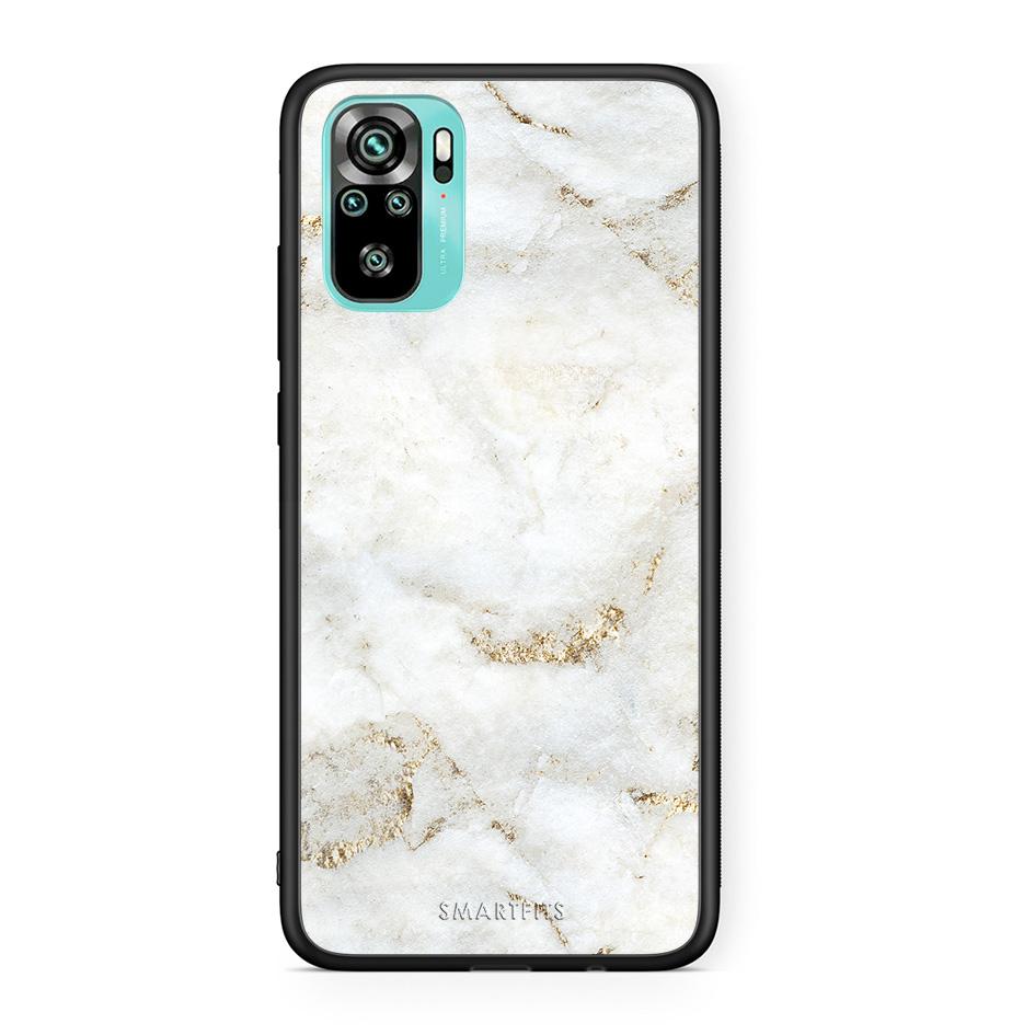 Xiaomi Redmi Note 10 White Gold Marble θήκη από τη Smartfits με σχέδιο στο πίσω μέρος και μαύρο περίβλημα | Smartphone case with colorful back and black bezels by Smartfits