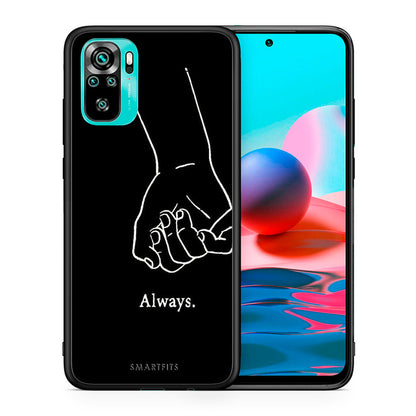 Θήκη Αγίου Βαλεντίνου Xiaomi Redmi Note 10 Always & Forever 1 από τη Smartfits με σχέδιο στο πίσω μέρος και μαύρο περίβλημα | Xiaomi Redmi Note 10 Always & Forever 1 case with colorful back and black bezels
