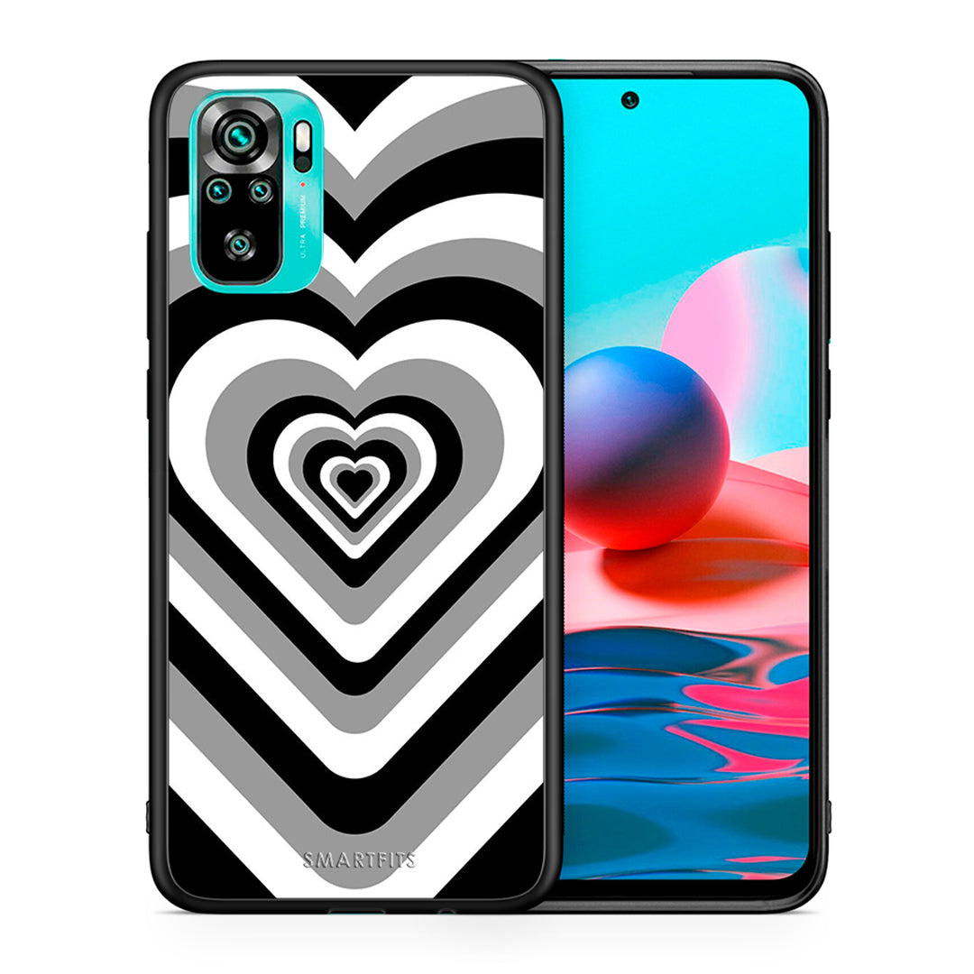 Θήκη Xiaomi Redmi Note 10 Black Hearts από τη Smartfits με σχέδιο στο πίσω μέρος και μαύρο περίβλημα | Xiaomi Redmi Note 10 Black Hearts case with colorful back and black bezels
