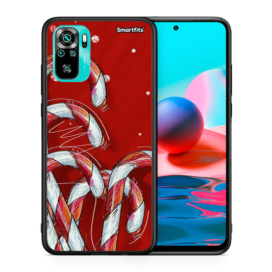 Θήκη Xiaomi Redmi Note 10 Candy Cane από τη Smartfits με σχέδιο στο πίσω μέρος και μαύρο περίβλημα | Xiaomi Redmi Note 10 Candy Cane case with colorful back and black bezels