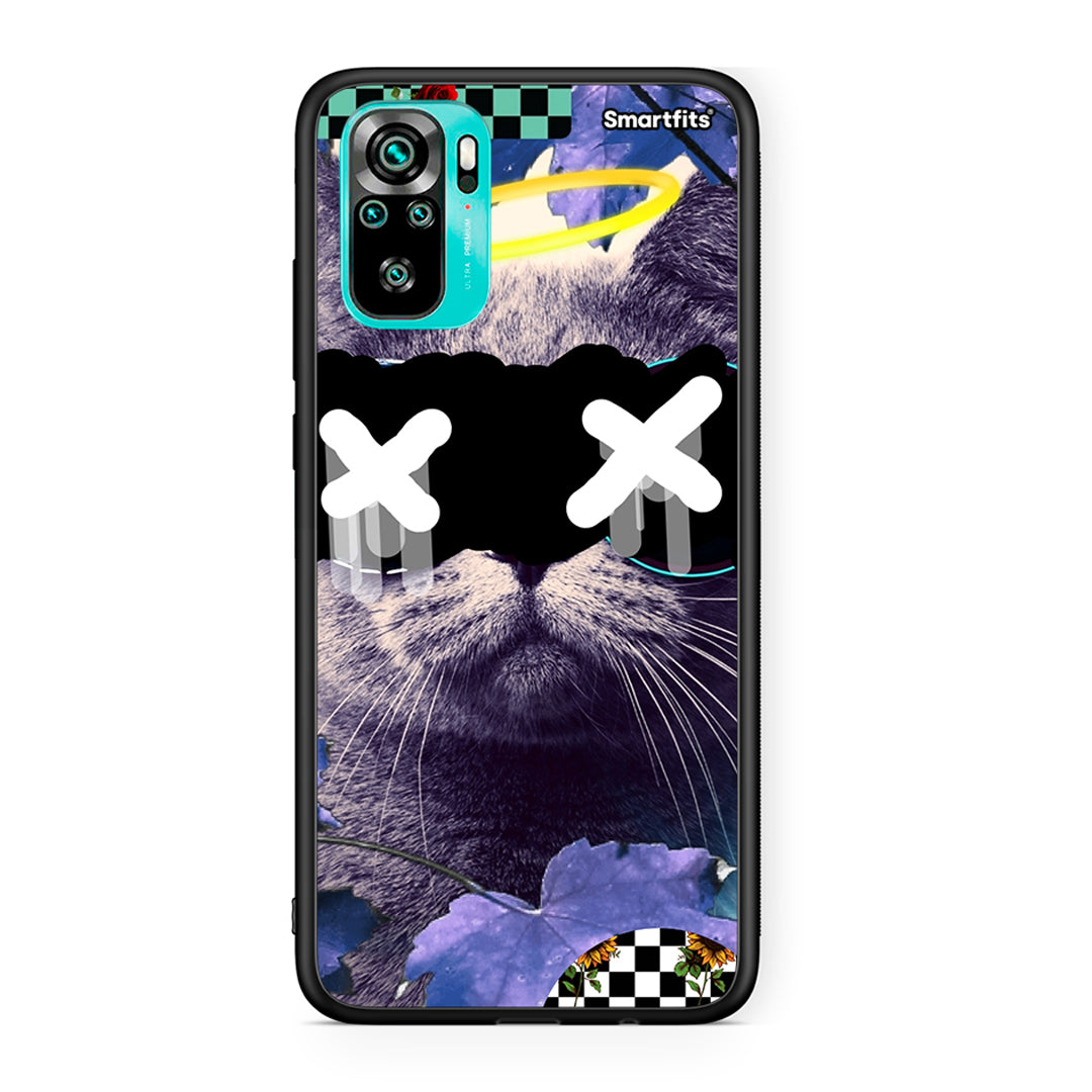 Xiaomi Redmi Note 10 Cat Collage θήκη από τη Smartfits με σχέδιο στο πίσω μέρος και μαύρο περίβλημα | Smartphone case with colorful back and black bezels by Smartfits