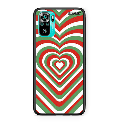 Xiaomi Redmi Note 10 Christmas Hearts θήκη από τη Smartfits με σχέδιο στο πίσω μέρος και μαύρο περίβλημα | Smartphone case with colorful back and black bezels by Smartfits