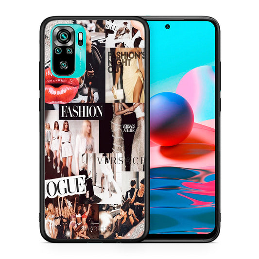 Θήκη Αγίου Βαλεντίνου Xiaomi Redmi Note 10 Collage Fashion από τη Smartfits με σχέδιο στο πίσω μέρος και μαύρο περίβλημα | Xiaomi Redmi Note 10 Collage Fashion case with colorful back and black bezels