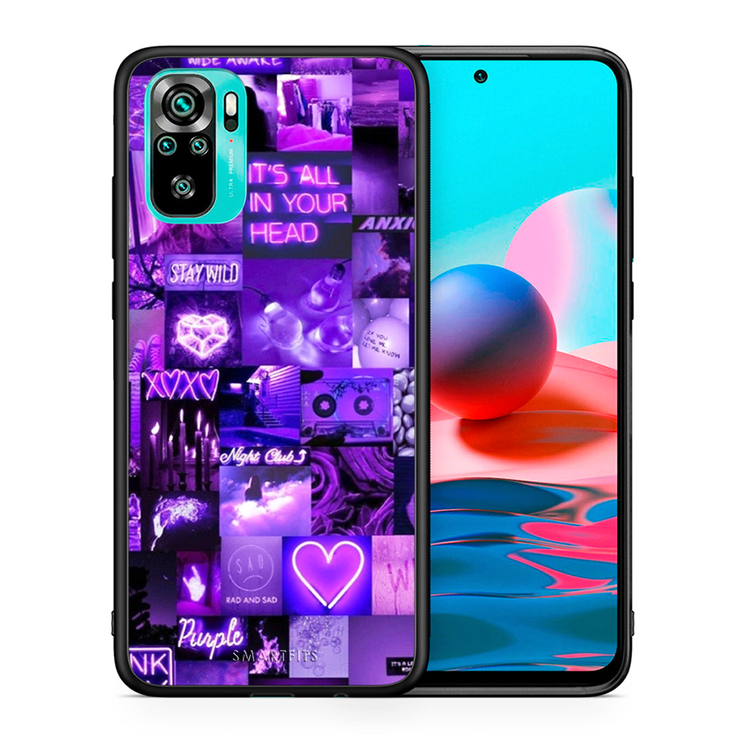 Θήκη Αγίου Βαλεντίνου Xiaomi Redmi Note 10 Collage Stay Wild από τη Smartfits με σχέδιο στο πίσω μέρος και μαύρο περίβλημα | Xiaomi Redmi Note 10 Collage Stay Wild case with colorful back and black bezels