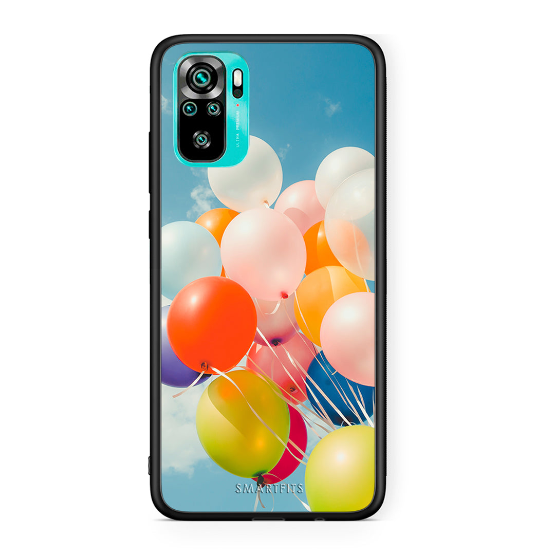 Xiaomi Redmi Note 10 Colorful Balloons θήκη από τη Smartfits με σχέδιο στο πίσω μέρος και μαύρο περίβλημα | Smartphone case with colorful back and black bezels by Smartfits