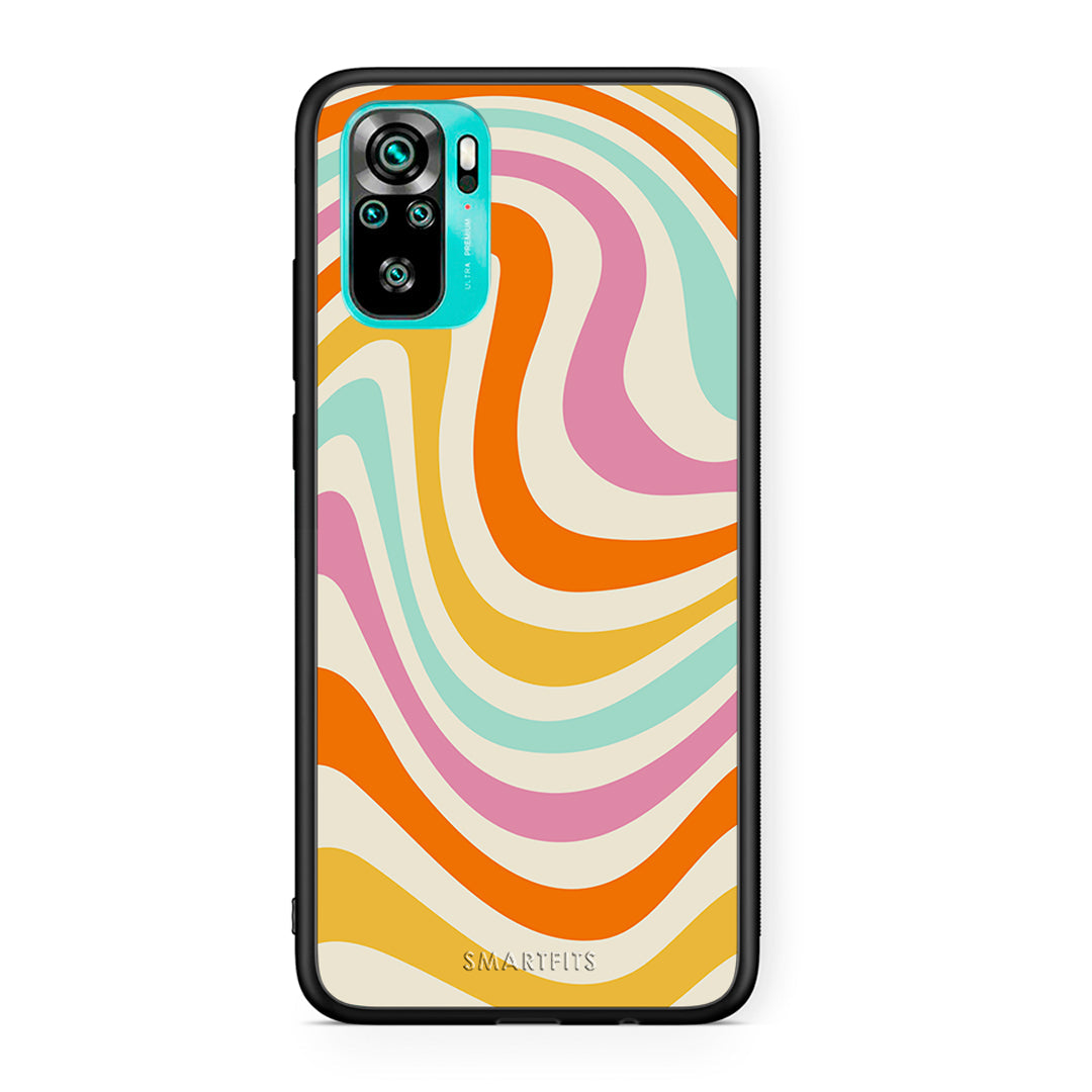 Xiaomi Redmi Note 10 Colourful Waves θήκη από τη Smartfits με σχέδιο στο πίσω μέρος και μαύρο περίβλημα | Smartphone case with colorful back and black bezels by Smartfits