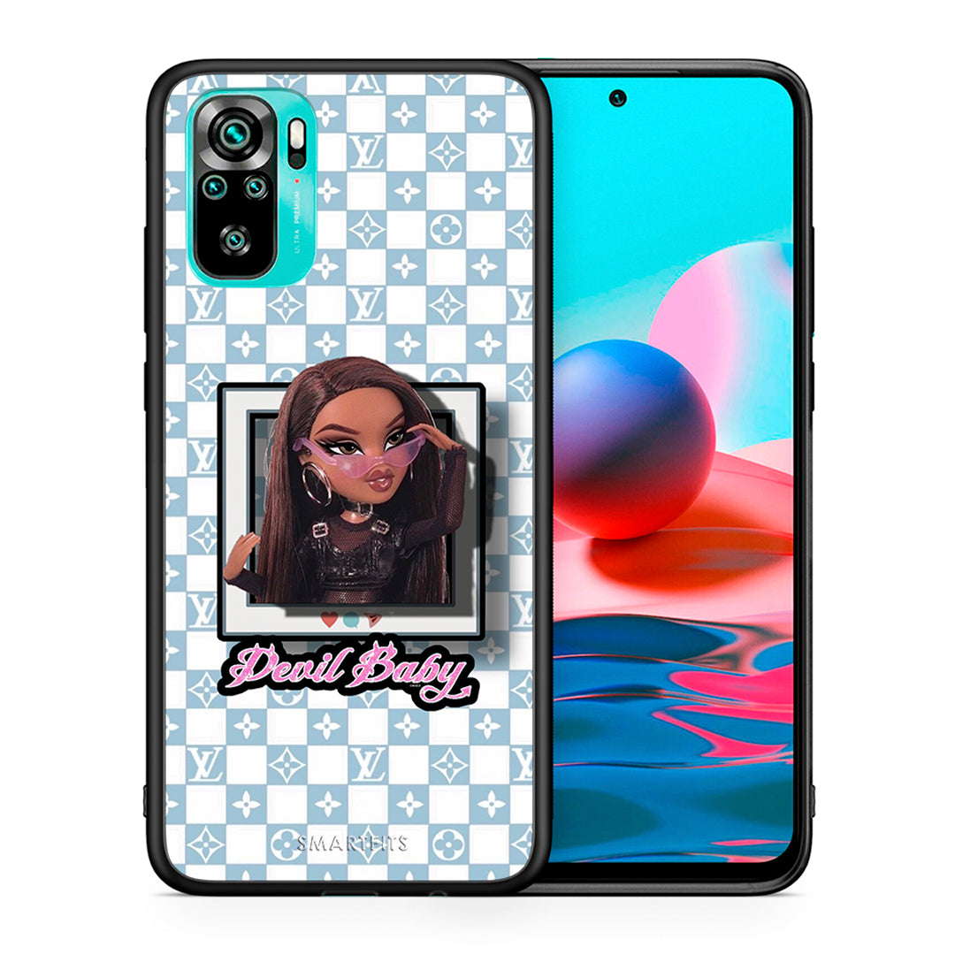 Θήκη Αγίου Βαλεντίνου Xiaomi Redmi Note 10 Devil Baby από τη Smartfits με σχέδιο στο πίσω μέρος και μαύρο περίβλημα | Xiaomi Redmi Note 10 Devil Baby case with colorful back and black bezels