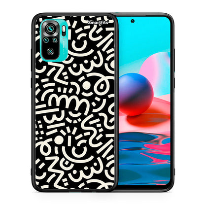 Θήκη Xiaomi Redmi Note 10 Doodle Art από τη Smartfits με σχέδιο στο πίσω μέρος και μαύρο περίβλημα | Xiaomi Redmi Note 10 Doodle Art case with colorful back and black bezels